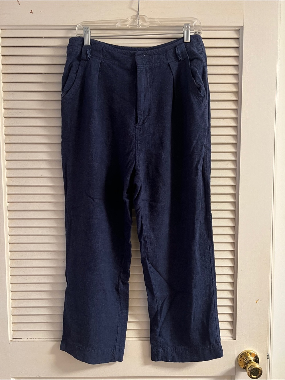 Free People Navy Casual Linen-Blend Pants - Size 12💙